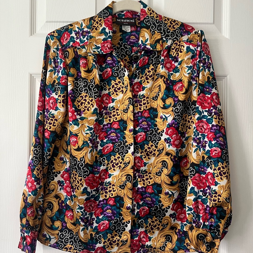 Vintage Versace Esque Silky Button Down Blouse